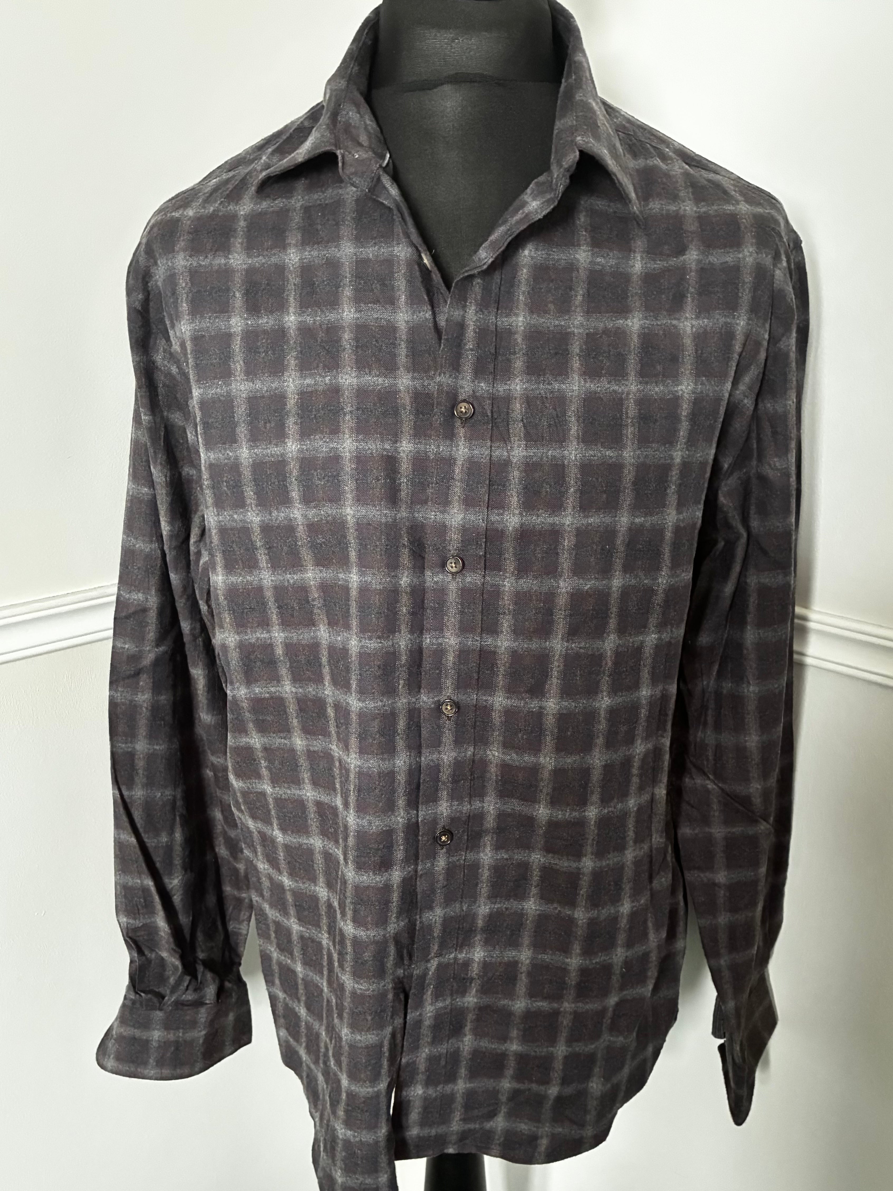 Thin Grey Checked Flannel, 48" chest