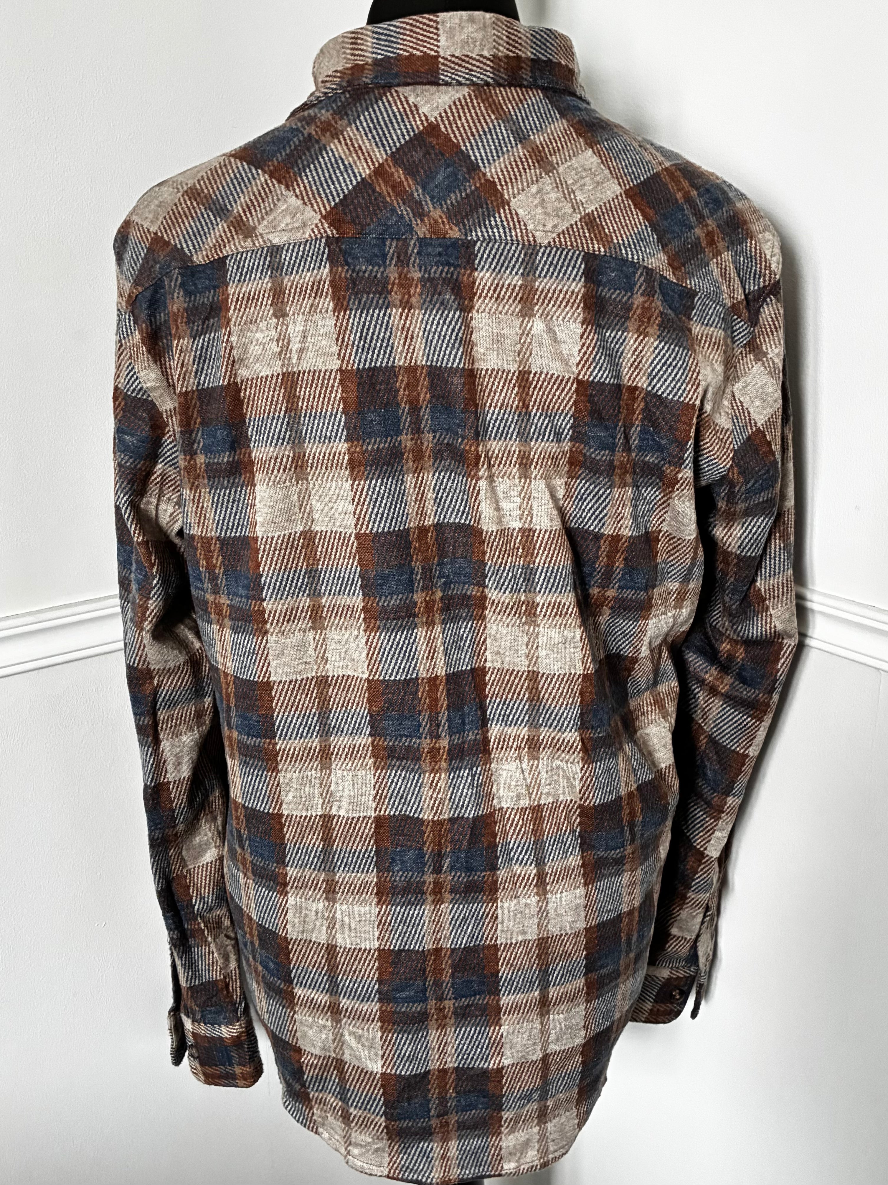 Thick Brown/Blue Checked Flannel, M