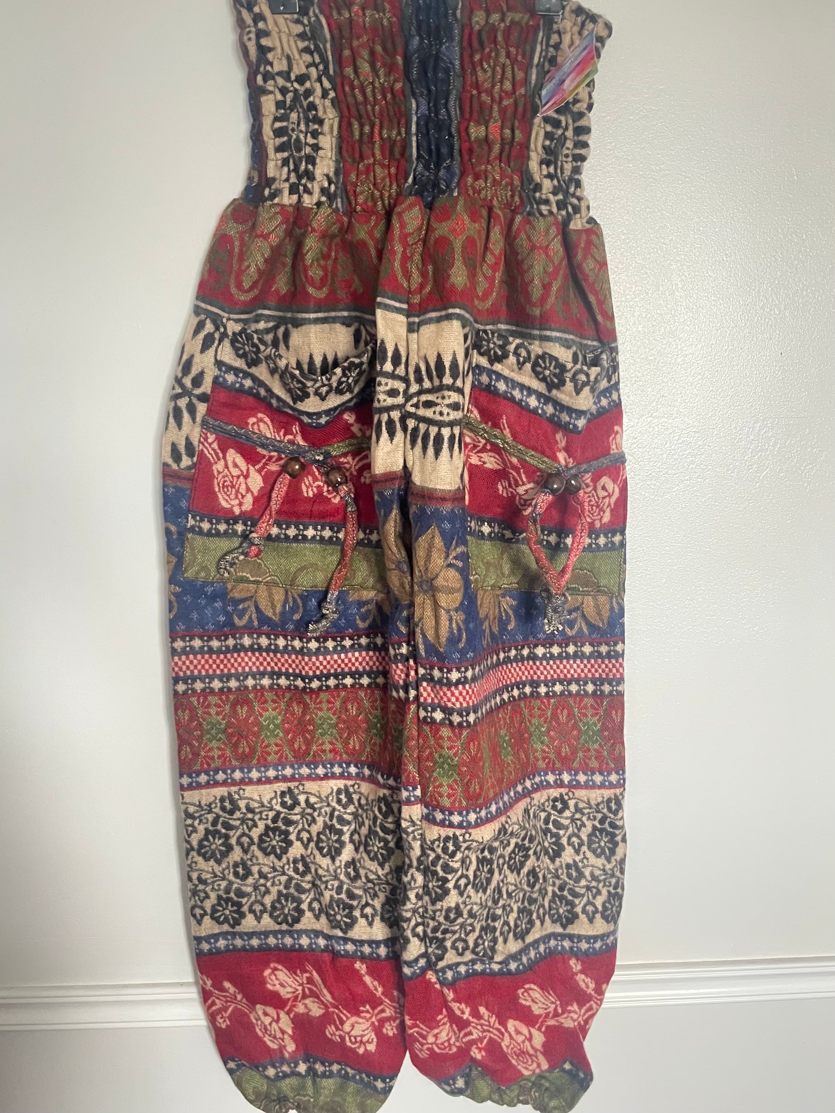 Snuggly Red/Green/Blue Flowers Cashmelon Trousers, 22-44” Waist