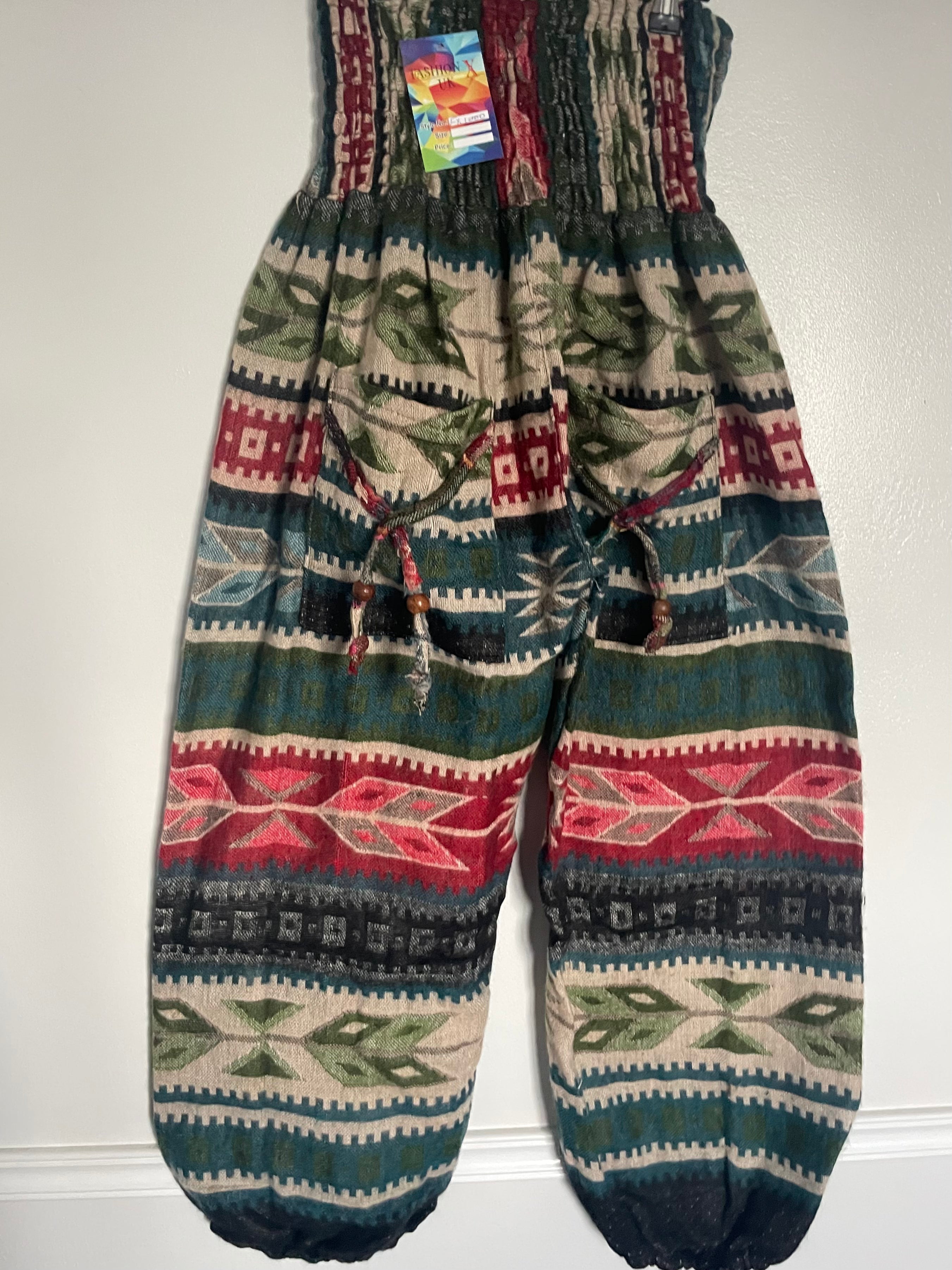 Snuggly Green Aztec Cashmelon Trousers, 22-48” Waist