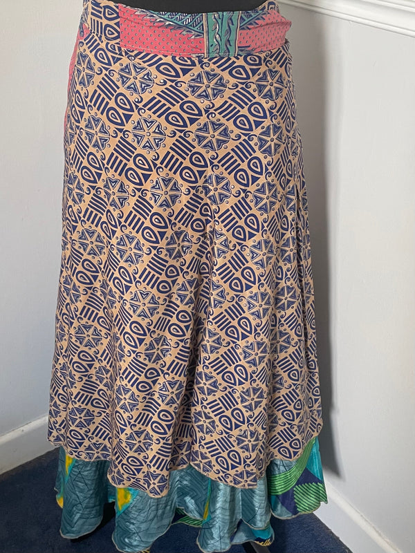 Recycled Saree Reversible Wrap Skirt