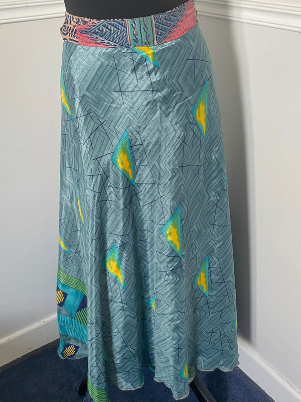 Recycled Saree Reversible Wrap Skirt