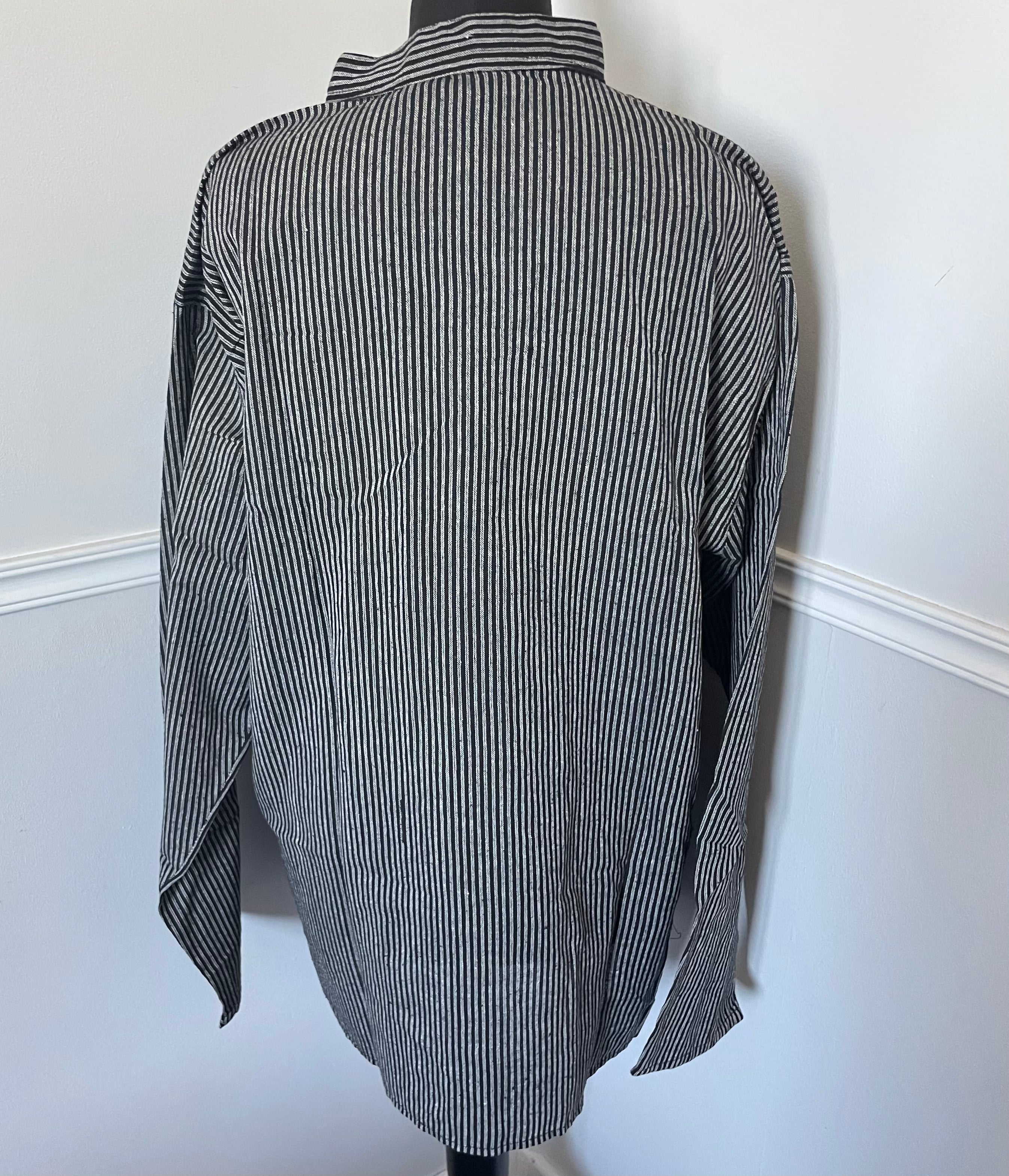 Black/Grey Striped Cotton Shirt, XL