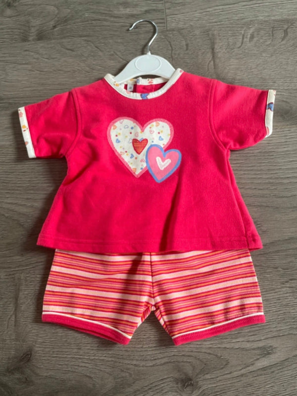 Stripey Shorts and Heart Top (3-6 mths)
