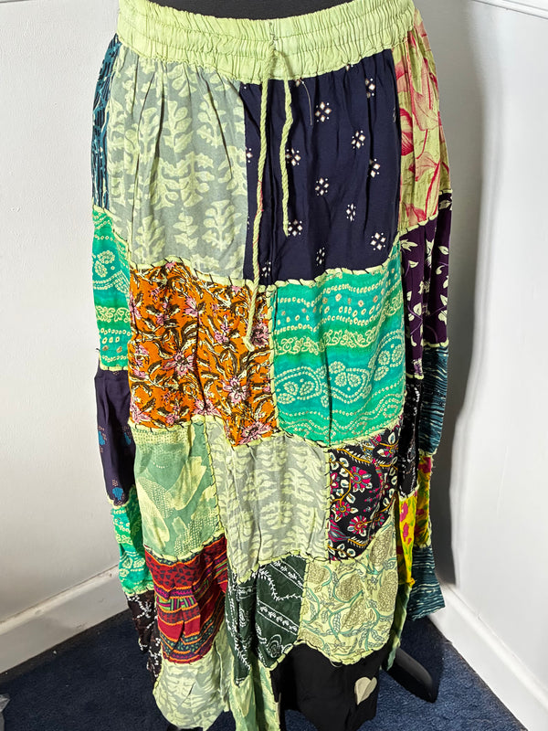 Green Patchwork Skirt
