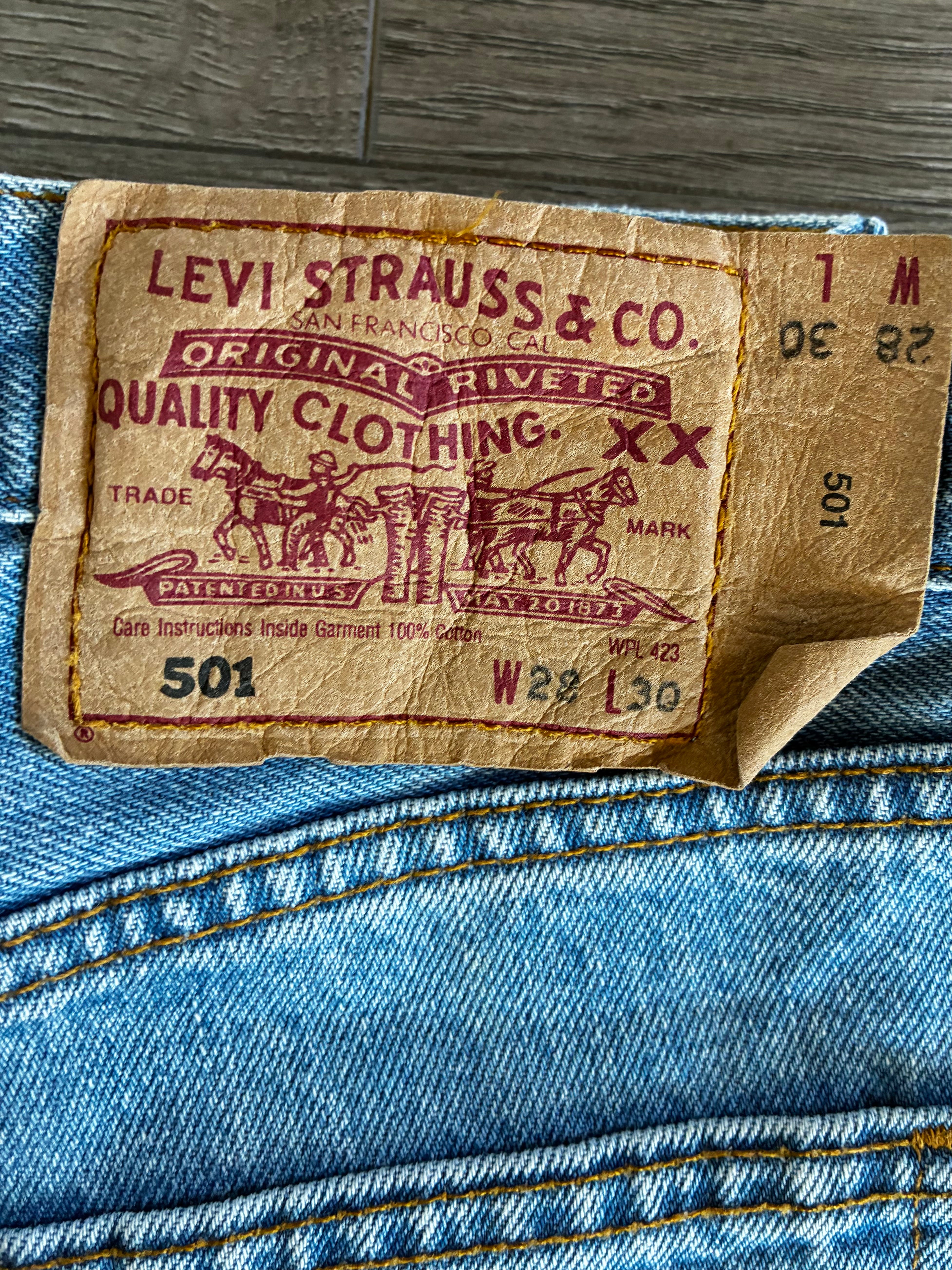 Vintage Levi's 501, Blue, W28, L30