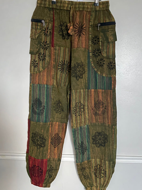 Patchwork Zip Pocket Trousers, XXL