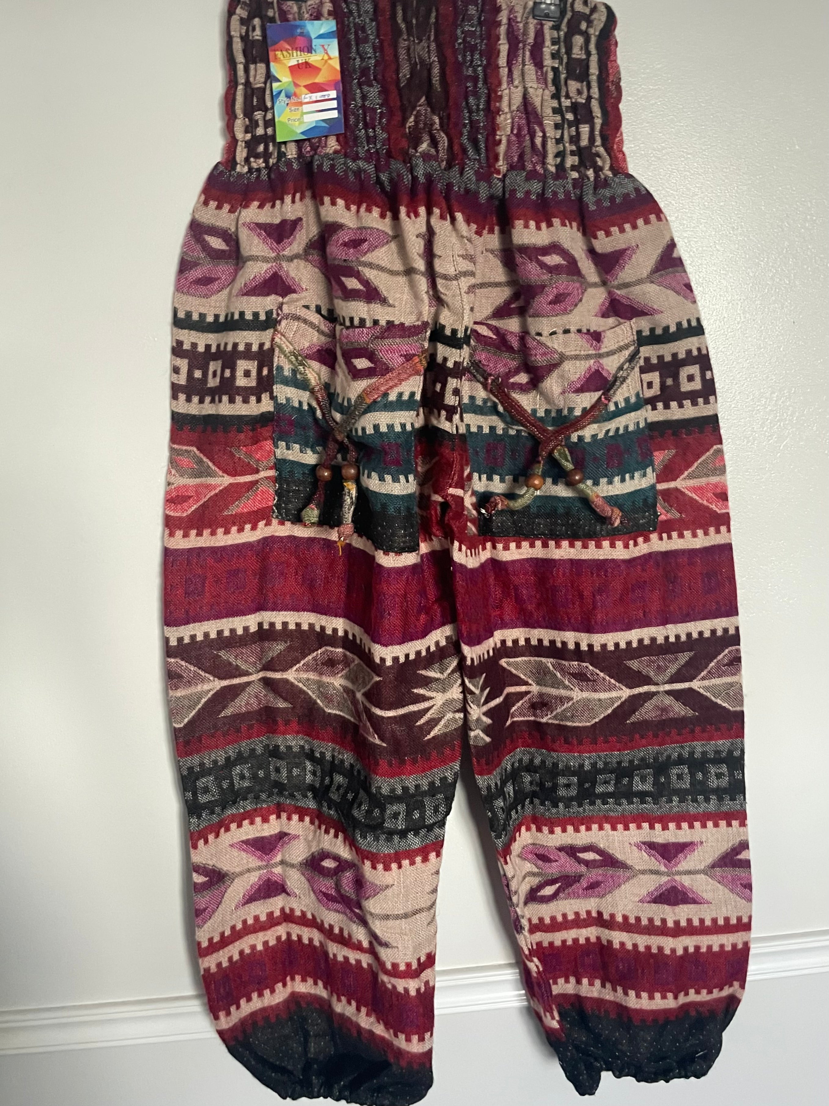 Snuggly Lilac/Red Aztec Cashmelon Trousers, 24-48” Waist