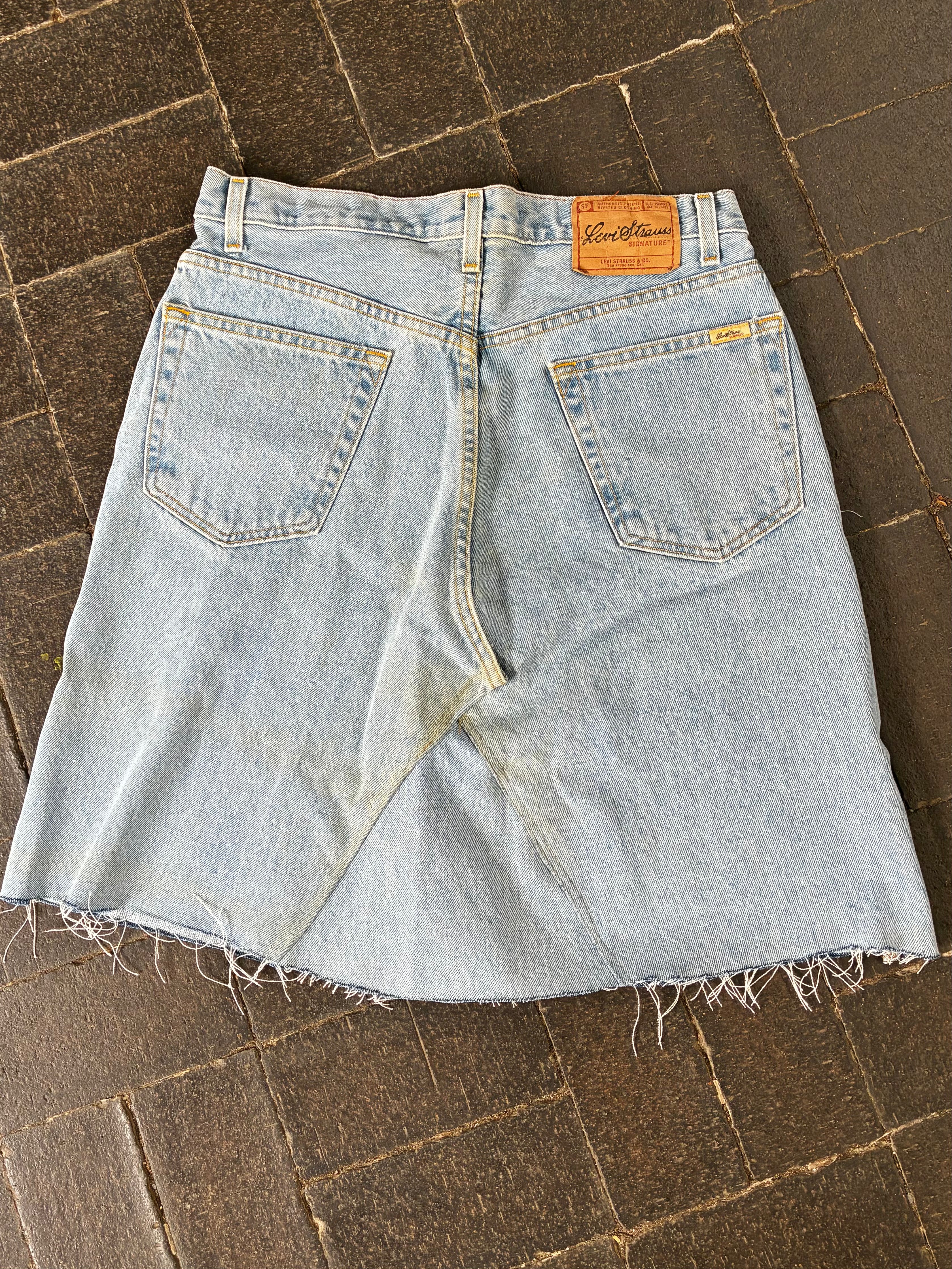 Vintage Up-cycled Levi's Skirt, Light Blue, Size 14