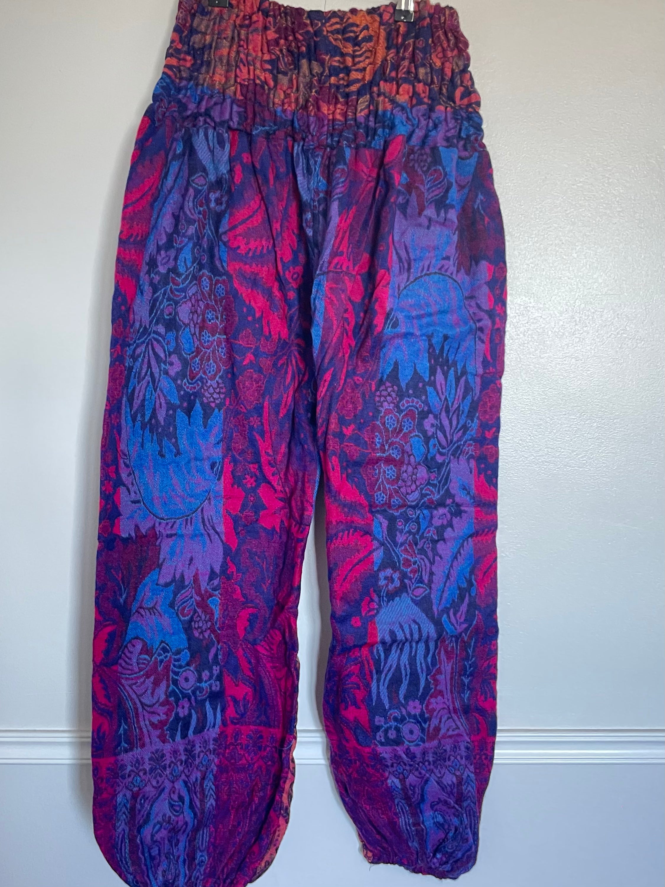 Snuggly Pink/Purple Paisley Cashmelon Trousers, 24-48” Waist