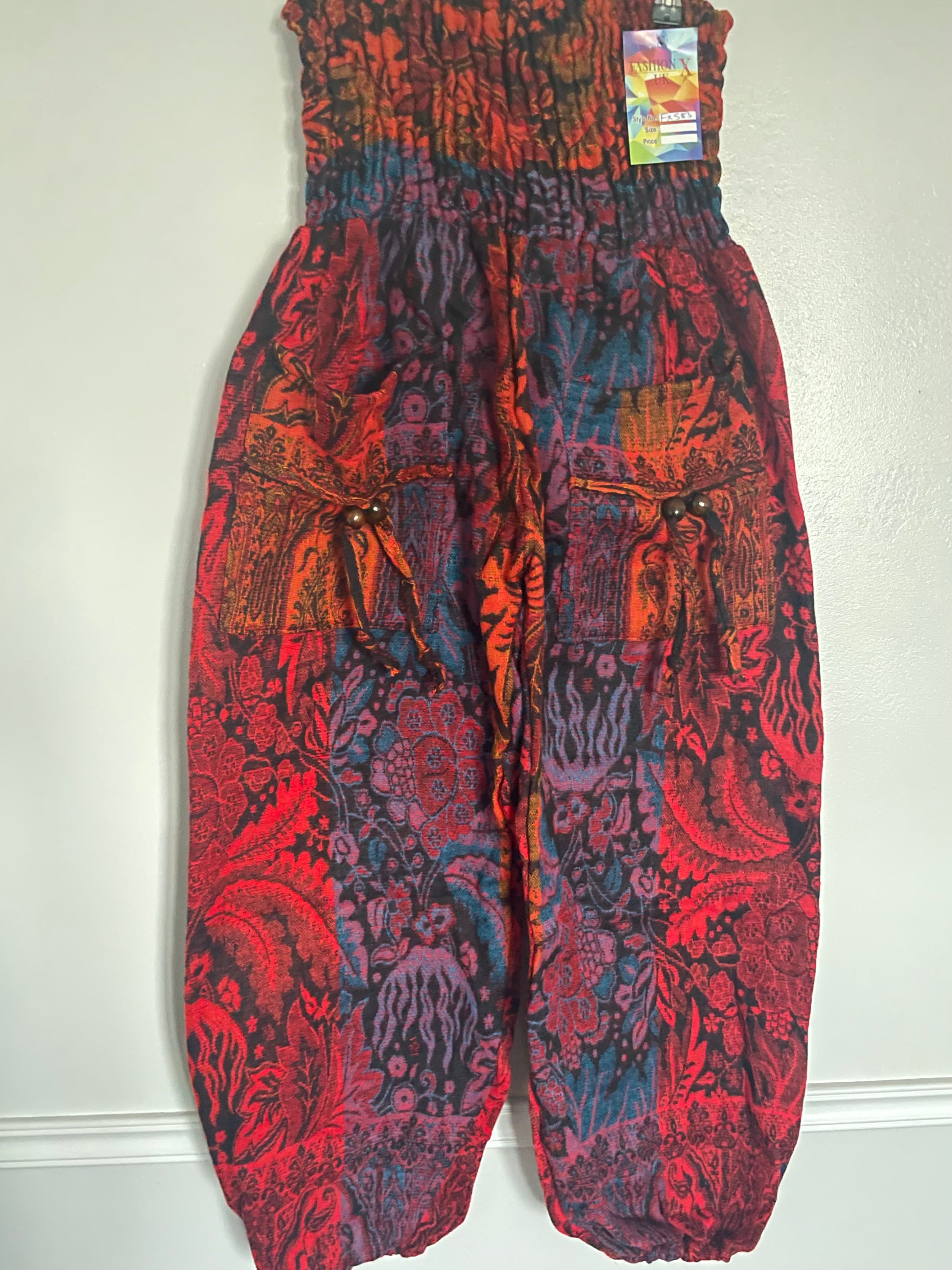 Snuggly Turquoise Flower Cashmelon Trousers, 26-48” Waist