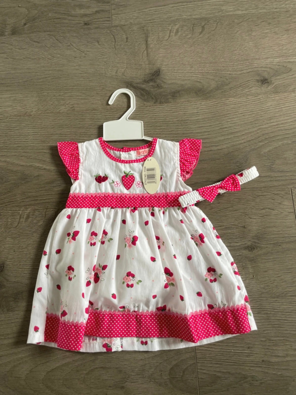 Strawberry Dress with knickers and headband (3-6 mths)