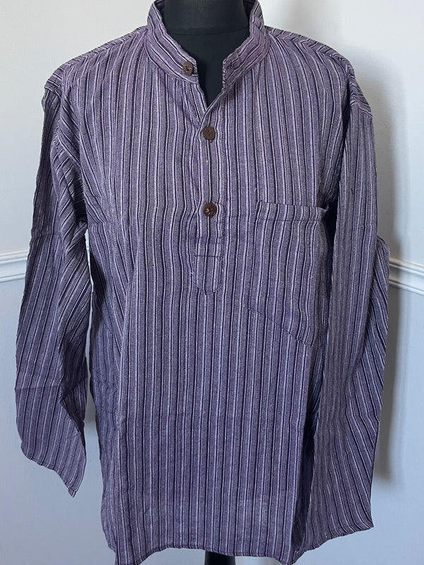 Purple Stripe Cotton Shirt, L