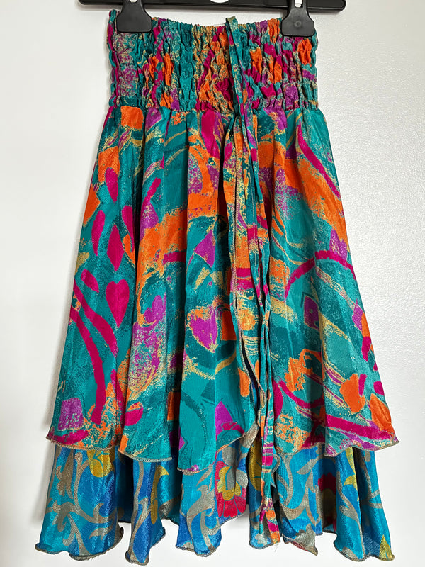 Sari Silk Layered Skirt/Dress, M