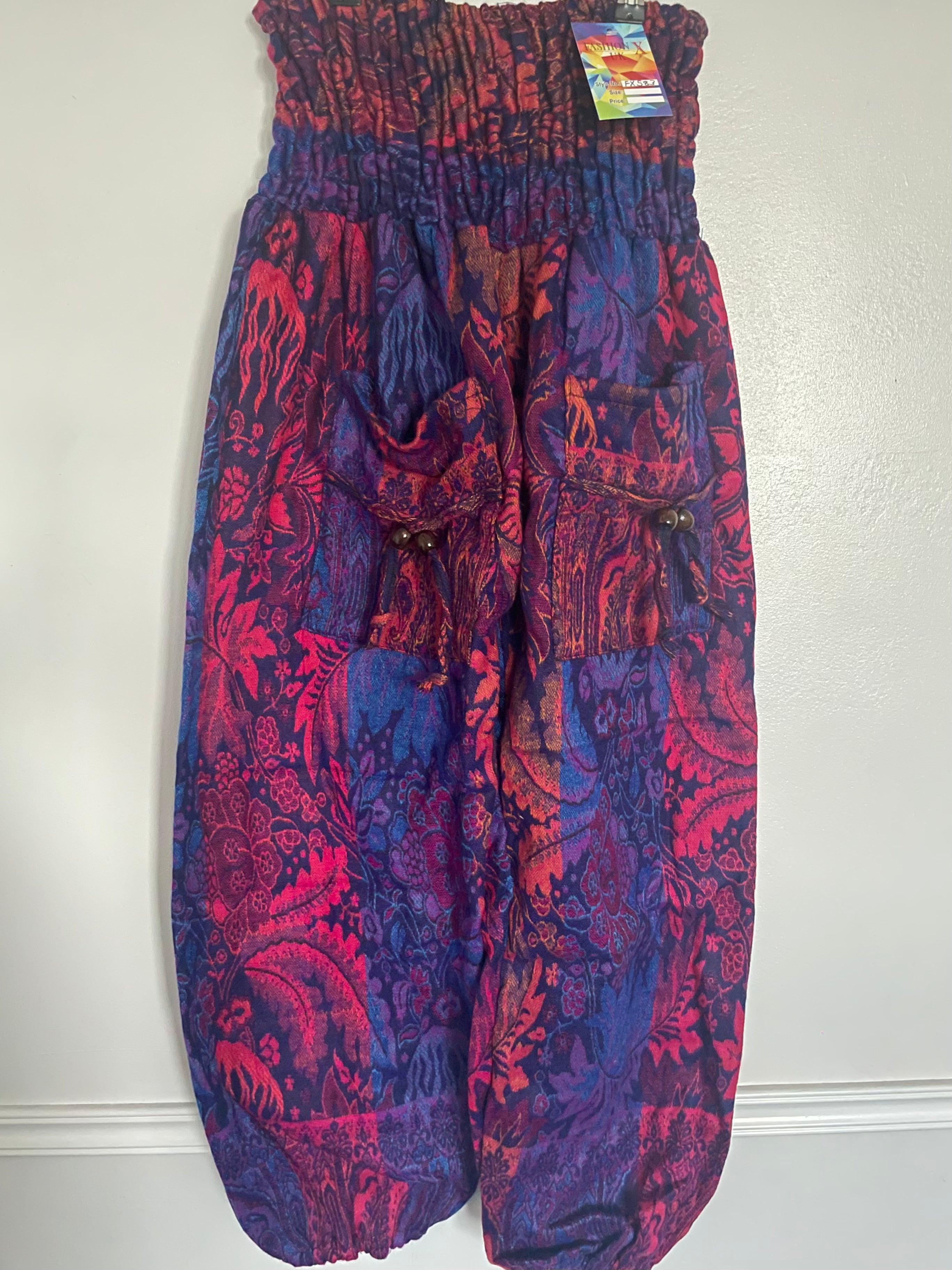 Snuggly Pink/Blue Flower Cashmelon Trousers, 26-50” Waist