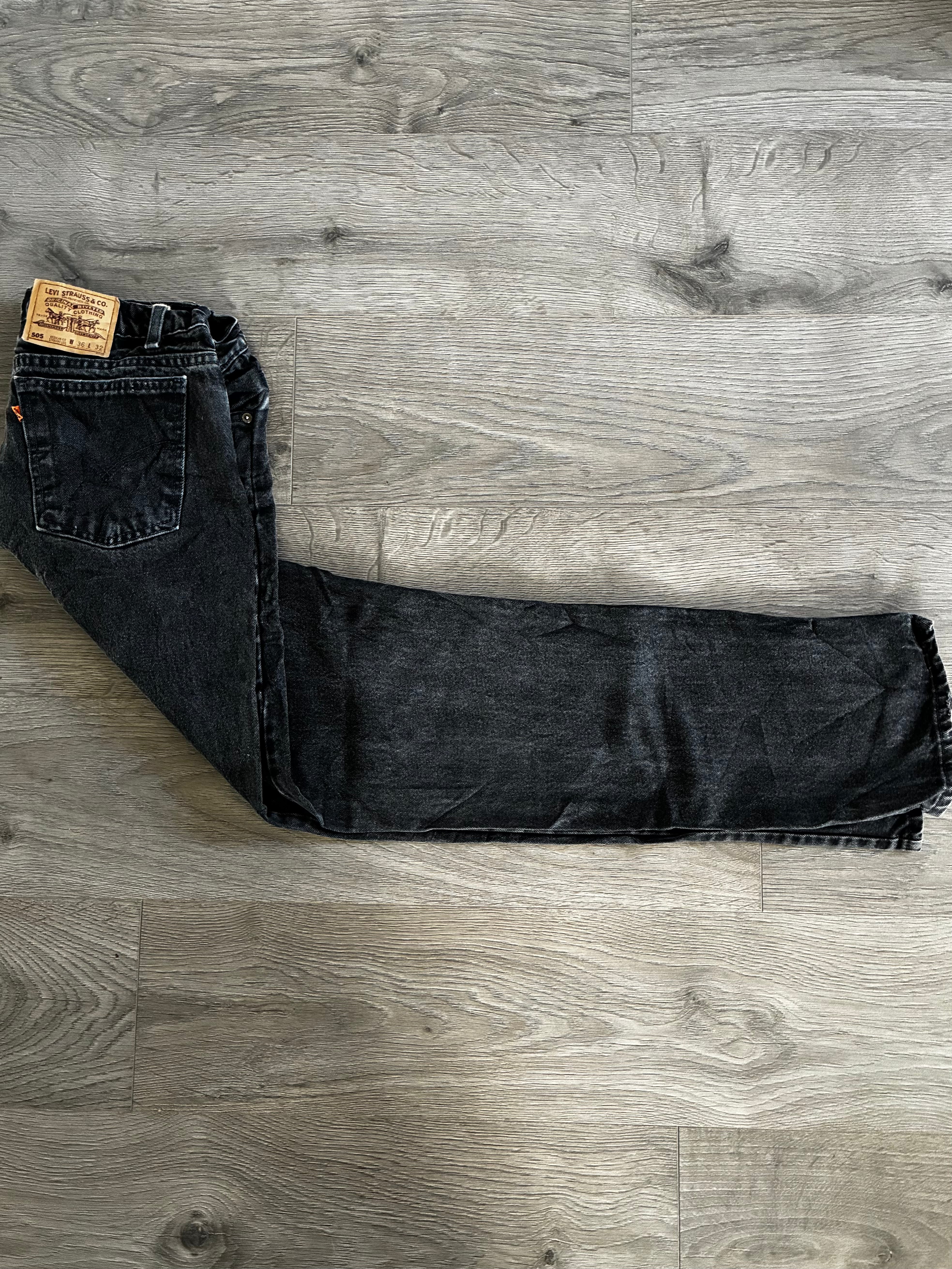 Vintage Levi's 505, Black, Label - W36, L32, Actual Size - W36, L34