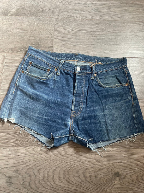 Vintage Up-cycled Levi's 501 Shorts, Dark Blue, W35 L3