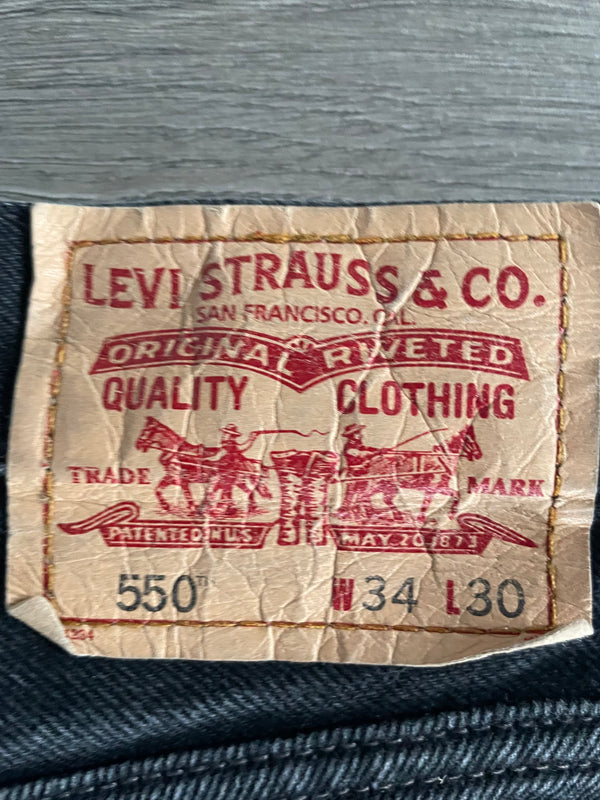 Vintage Levi's 550, Black, Label - W34, L30 Actual Size - W35, L30.5
