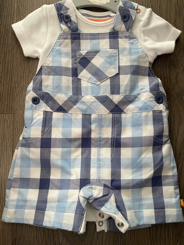 2 piece check dungarees set (newborn)