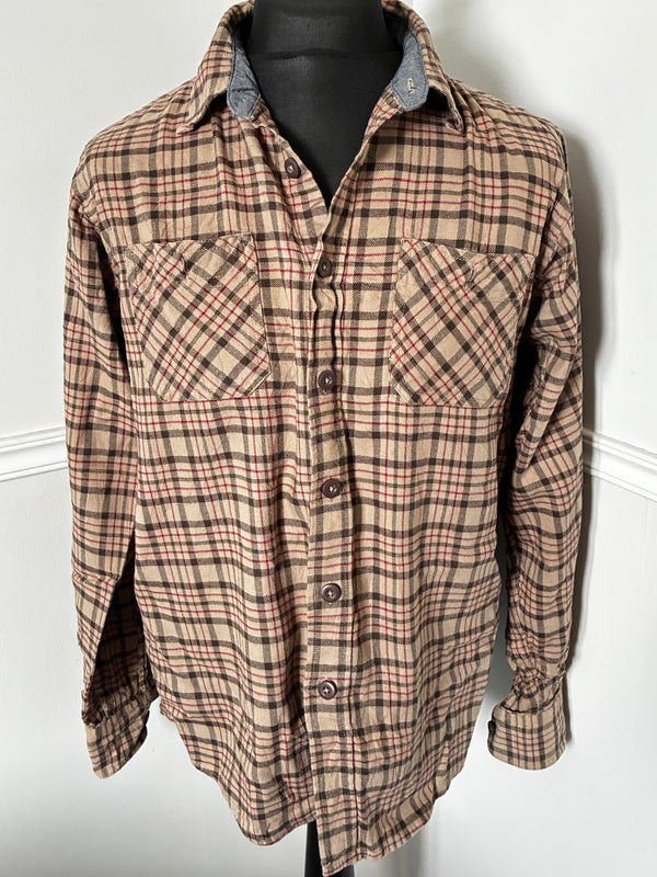 Thin Wrangler Beige/Red Checked Flannel, 48" chest