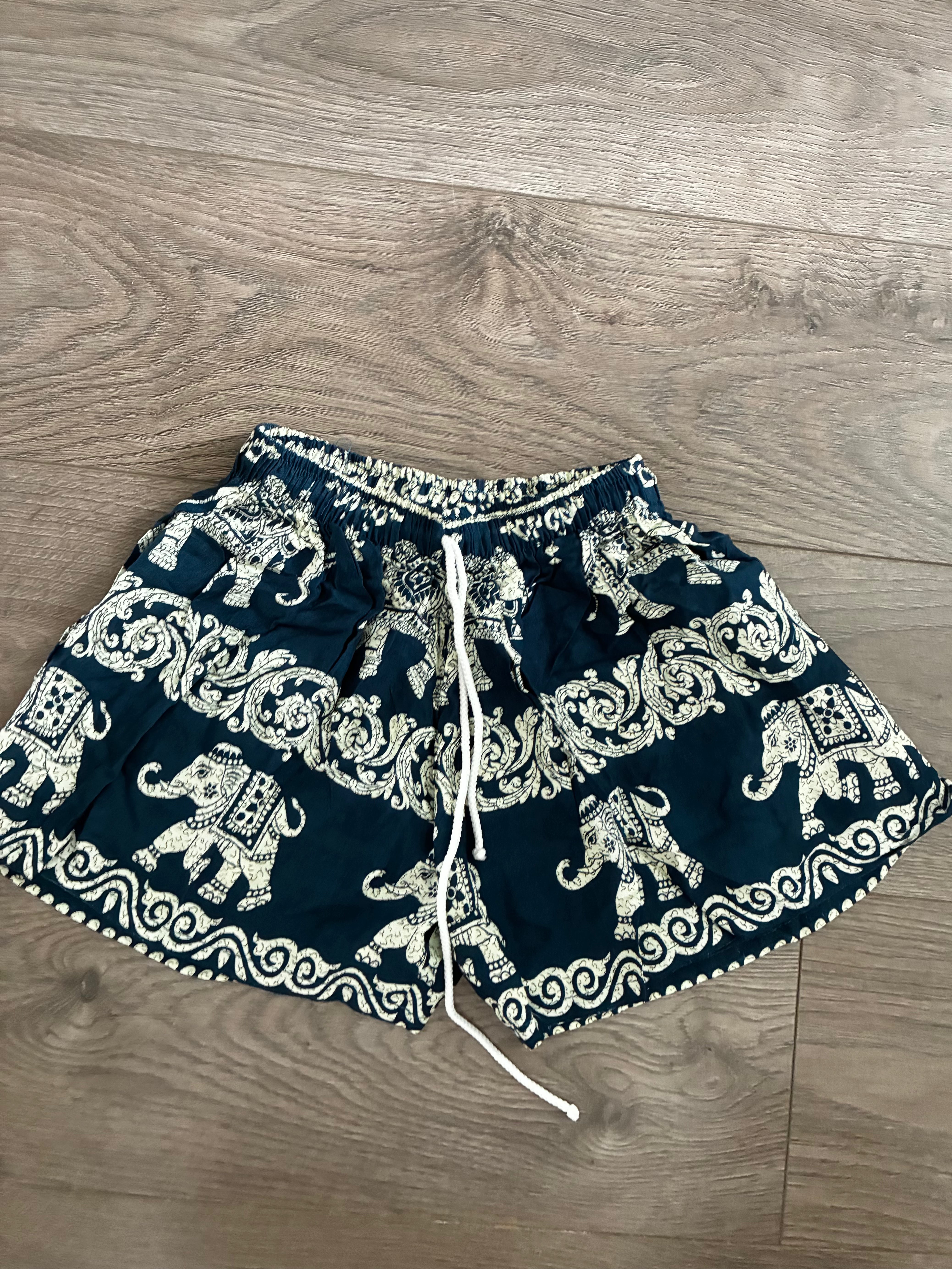 Teal Elephant Tie Dye Shorts