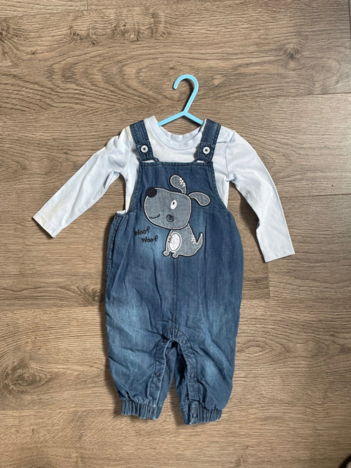 2 piece denim dog dungarees (3-6 mths)