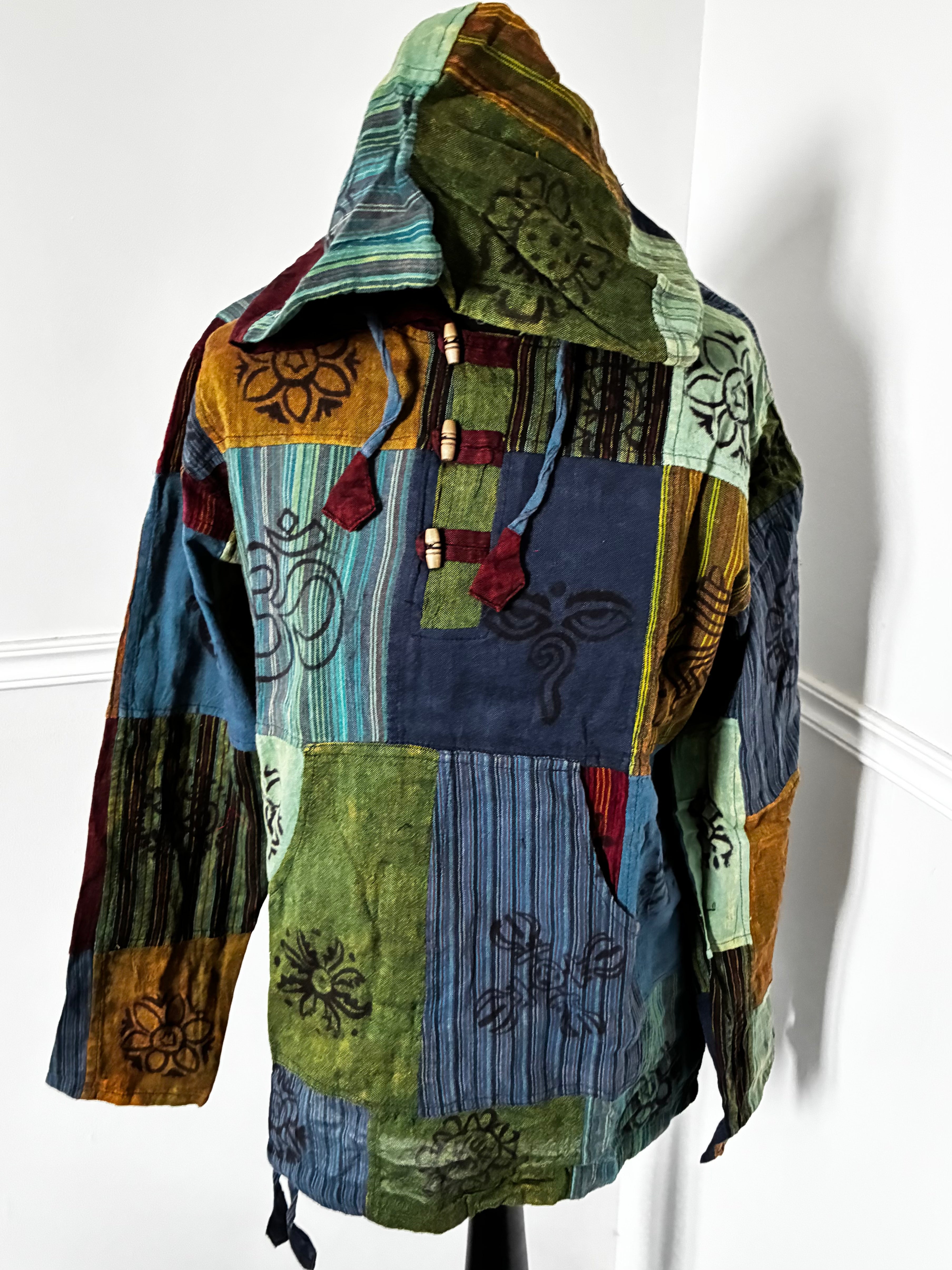 Patchwork Multi Hooded Shirt, M