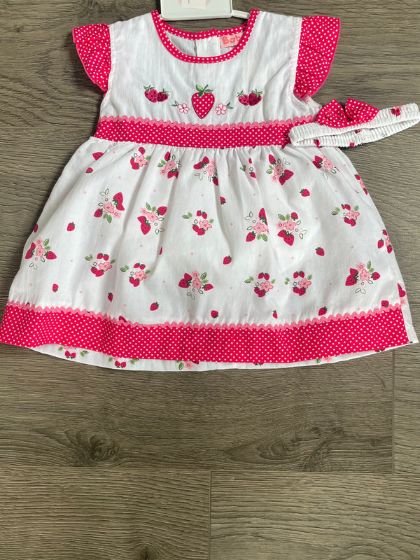 3 piece Strawberry dress set (0-3 mths)