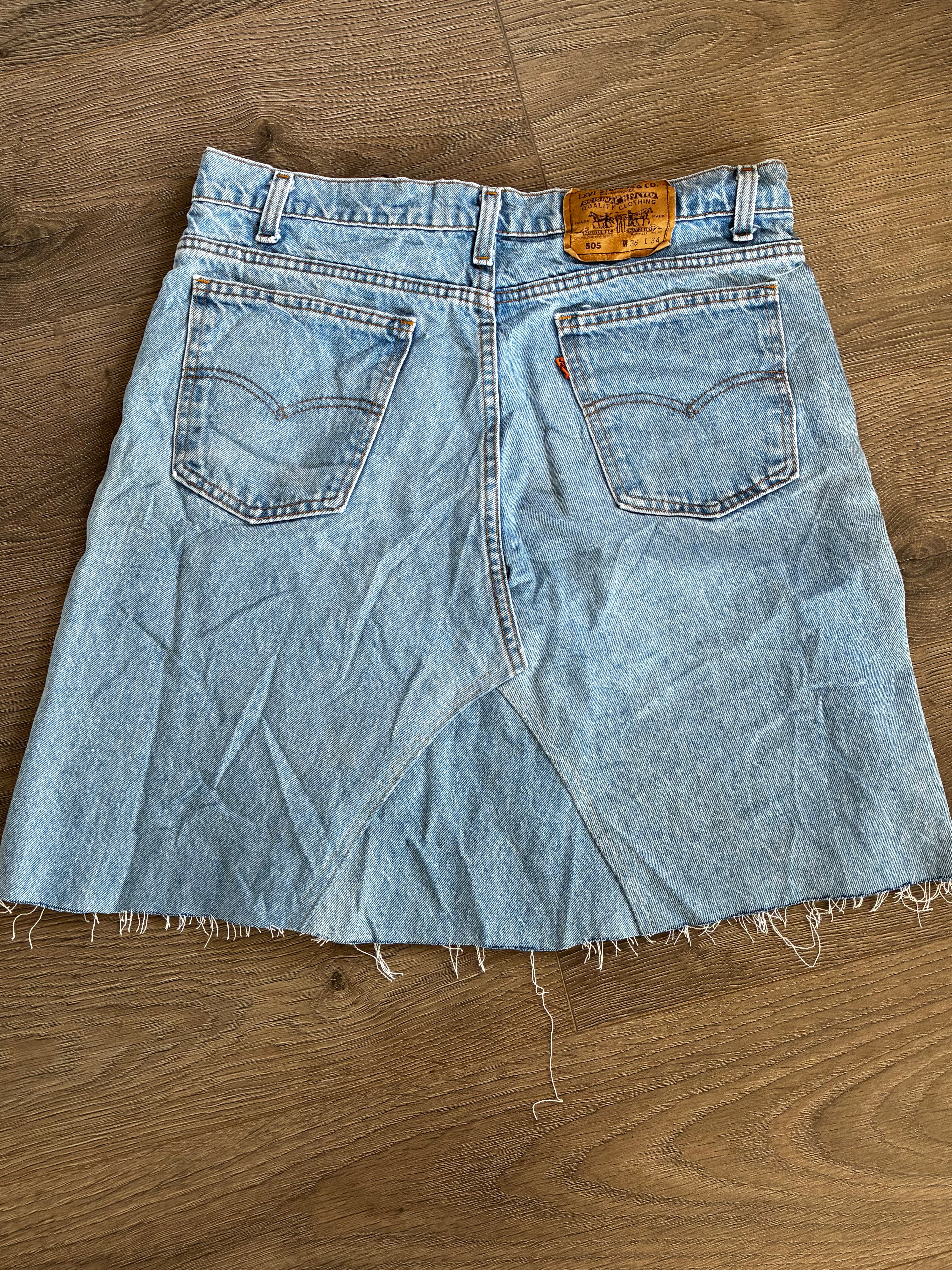 Vintage Up-cycled Levi's 505 Skirt, Blue, Size 14-16