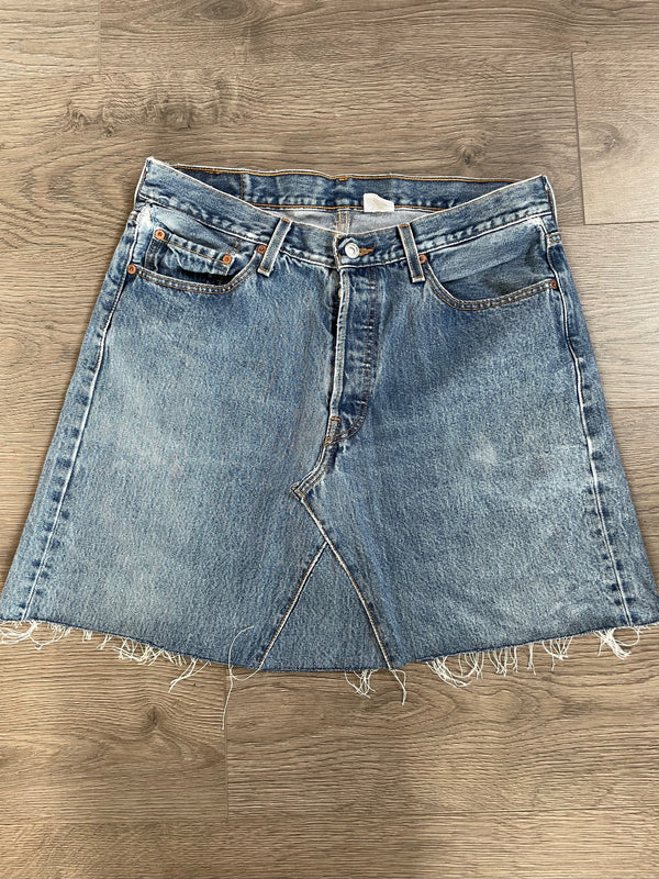 Vintage Up-cycled Levi's 501 Skirt, Blue, Waist 34" Length 18”