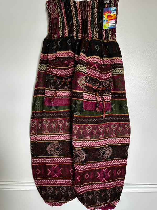Fluffy Black/Burgundy Stripes Cashmelon Trousers, 25-46" Waist
