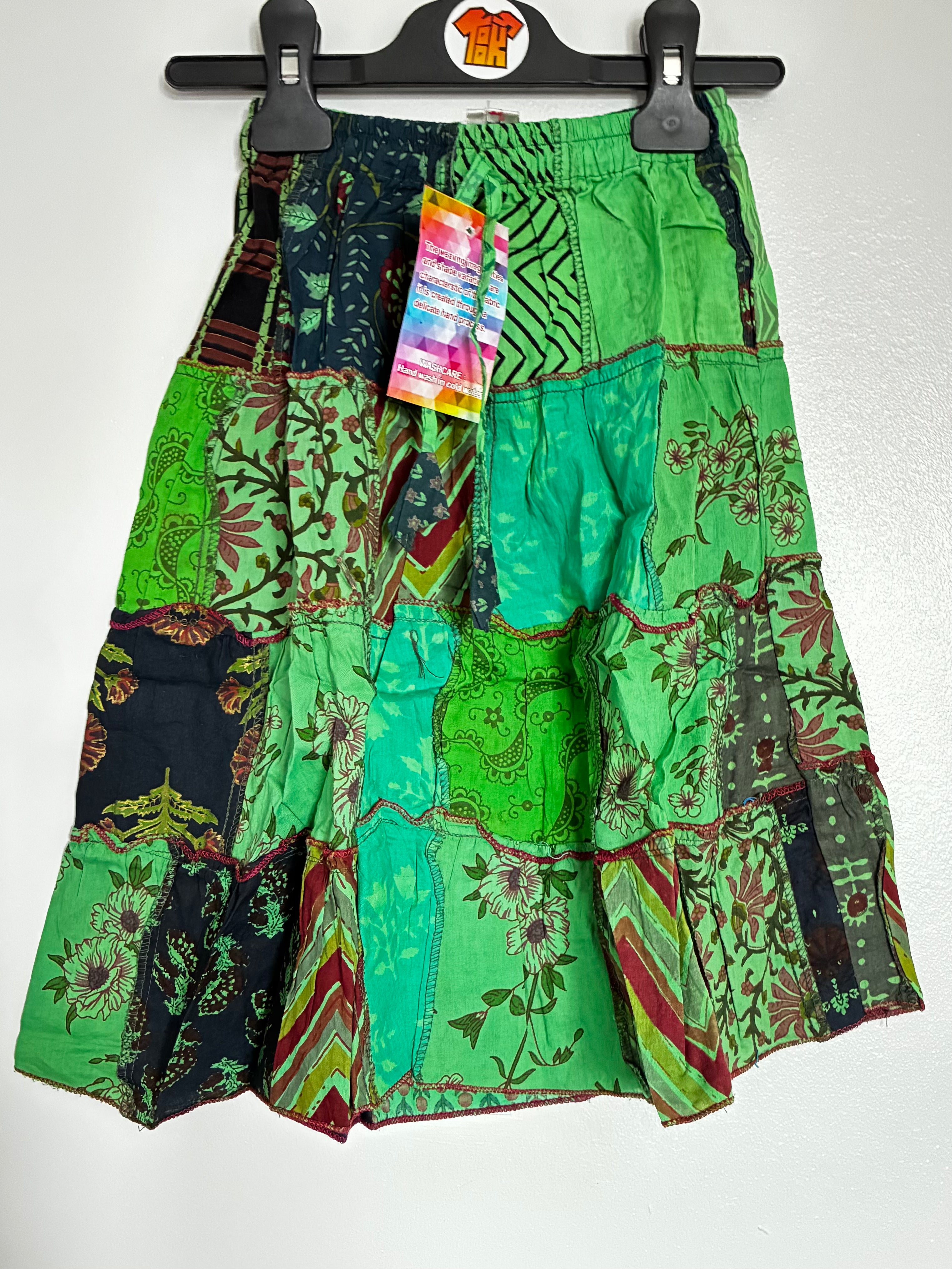 Green Patchwork Skirt, S