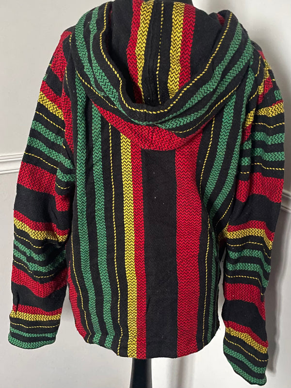 Black/Red/Yellow/Green Baja Hoodie, L