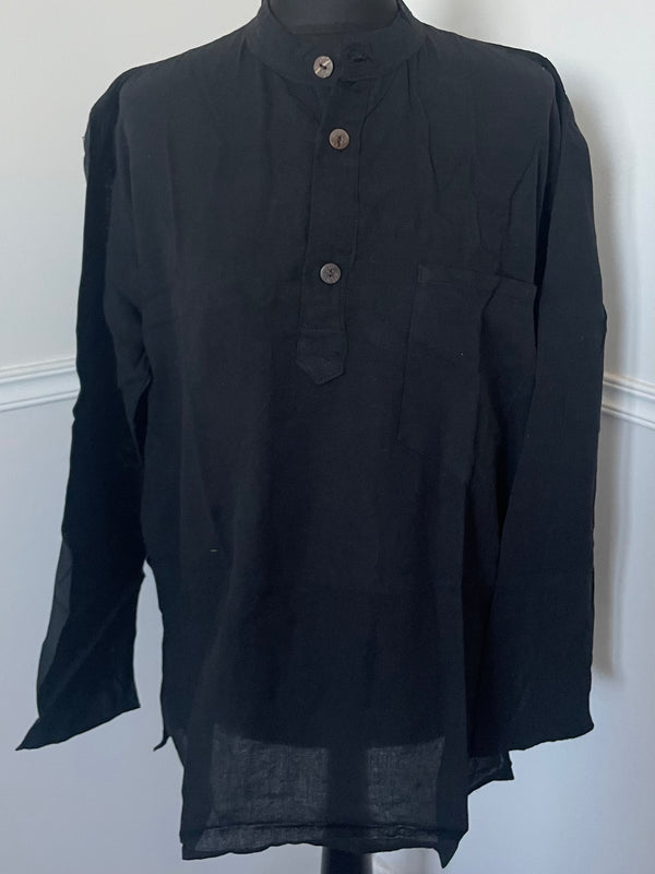 Black Cotton Shirt, S/M