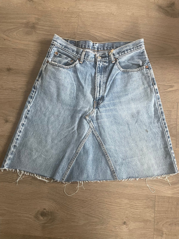 Vintage Up-cycled Levi's 550 Skirt, Blue, Waist 34" Length 22.5"