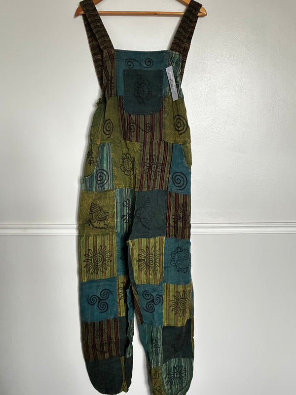Green Patch Dungarees, one size