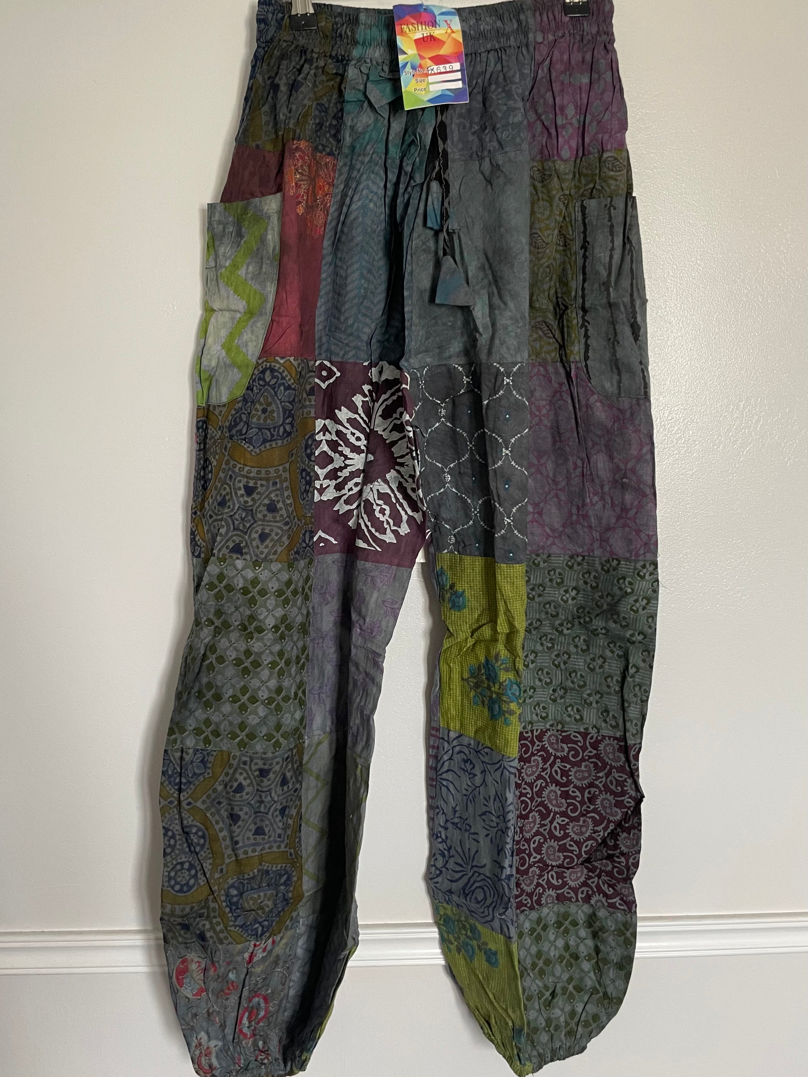 Grey Patchwork Harem Trousers