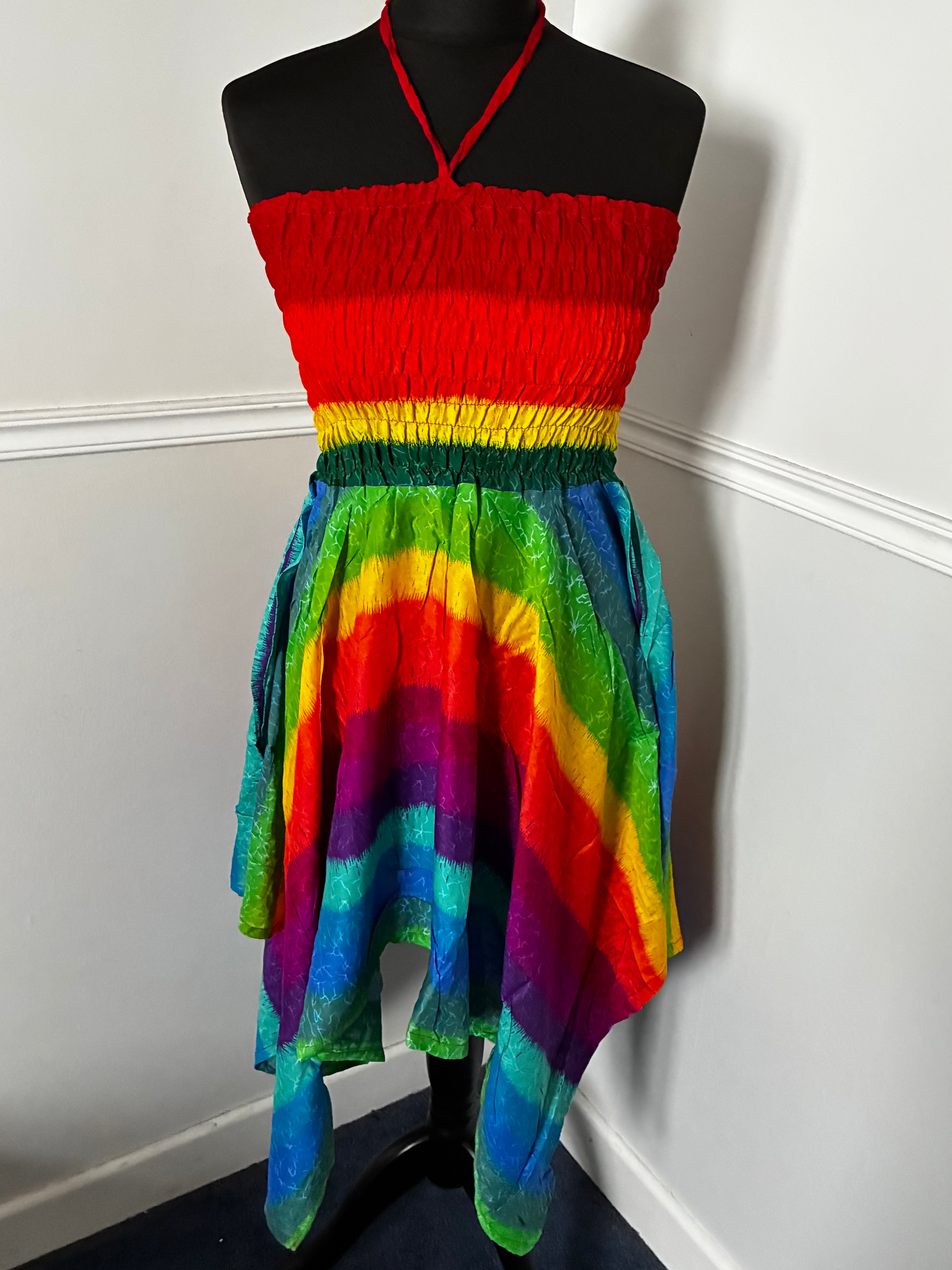 Rainbow Halter neck Pixie Dress
