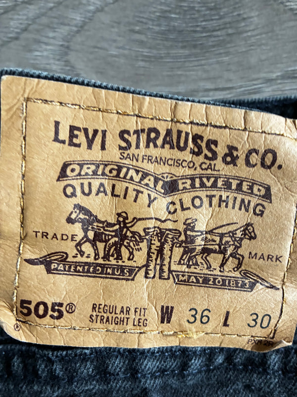 Vintage Levi's 505, Black, Label - W36, L30, Actual Size - W35, L28