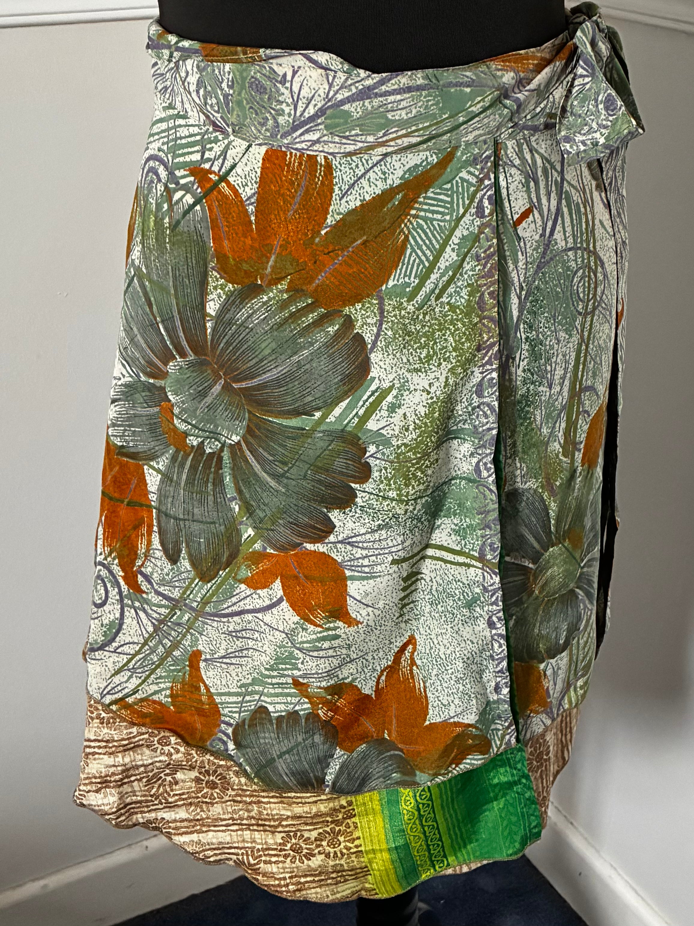 Recycled Reversible Wrap Saree Short Skirt