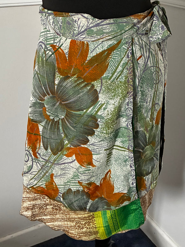 Recycled Reversible Wrap Saree Short Skirt