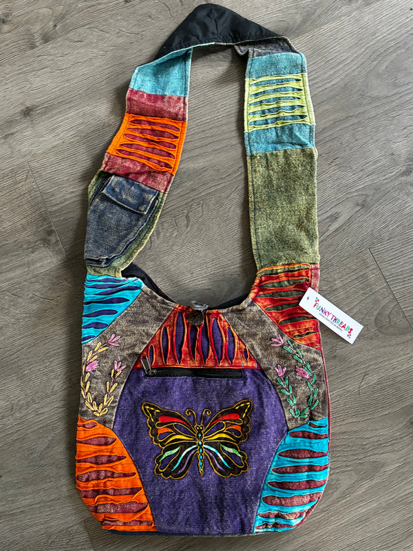 Butterfly, Front Zip Pocket Shoulder Bag