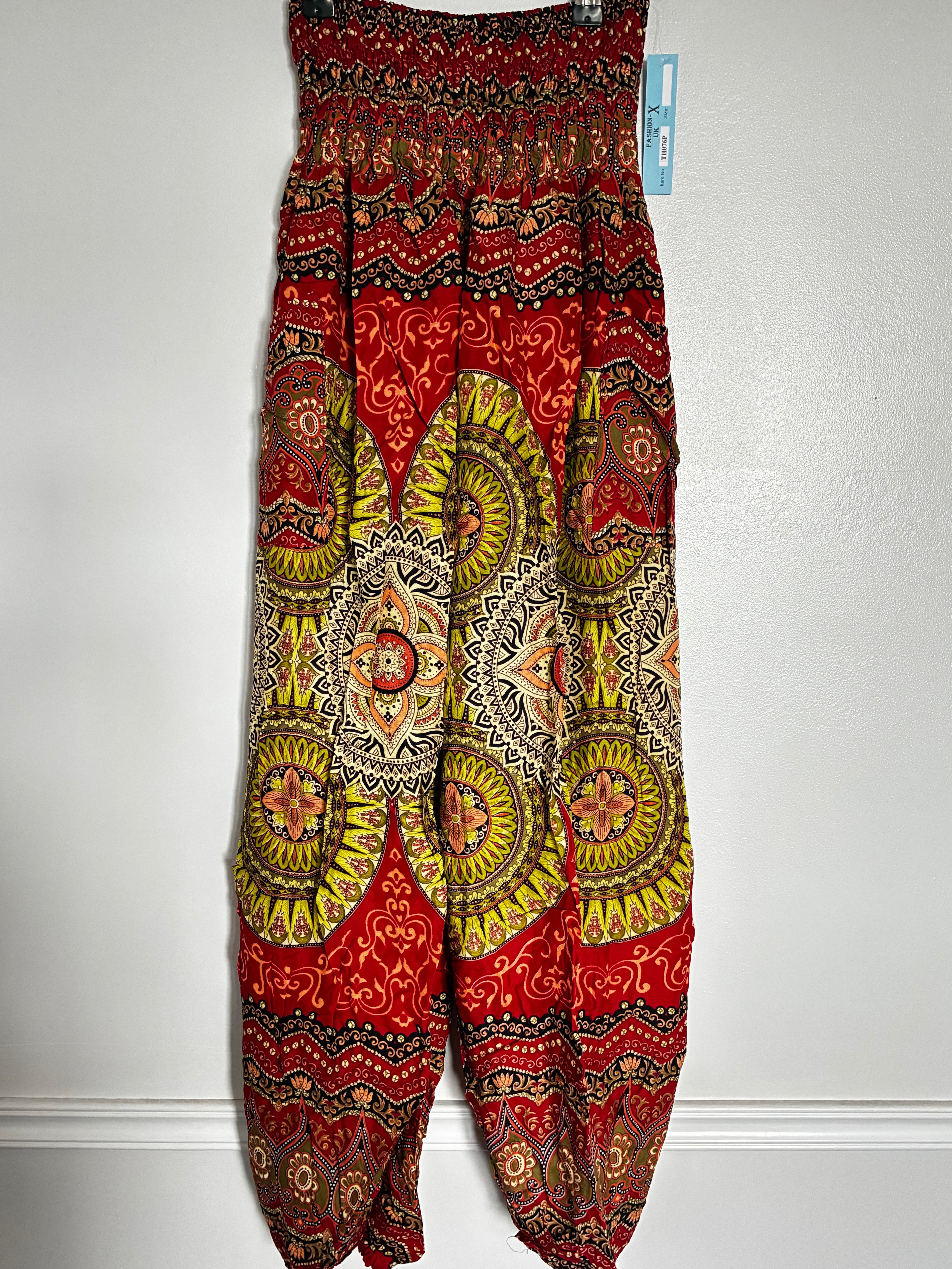 Red/Green swirls Harem Trousers