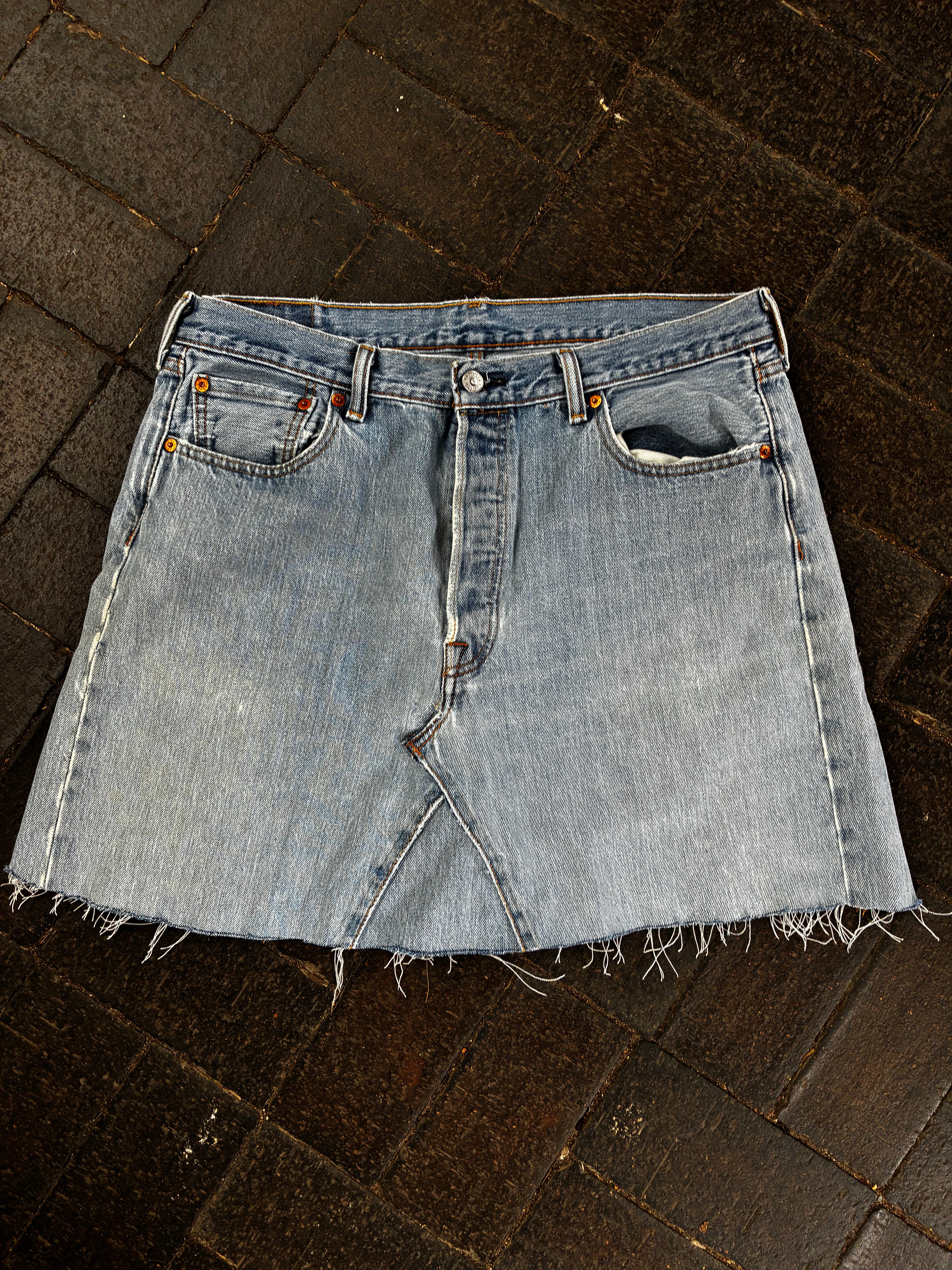 Vintage Up-cycled Levi's 501 Skirt, Blue, Size 16