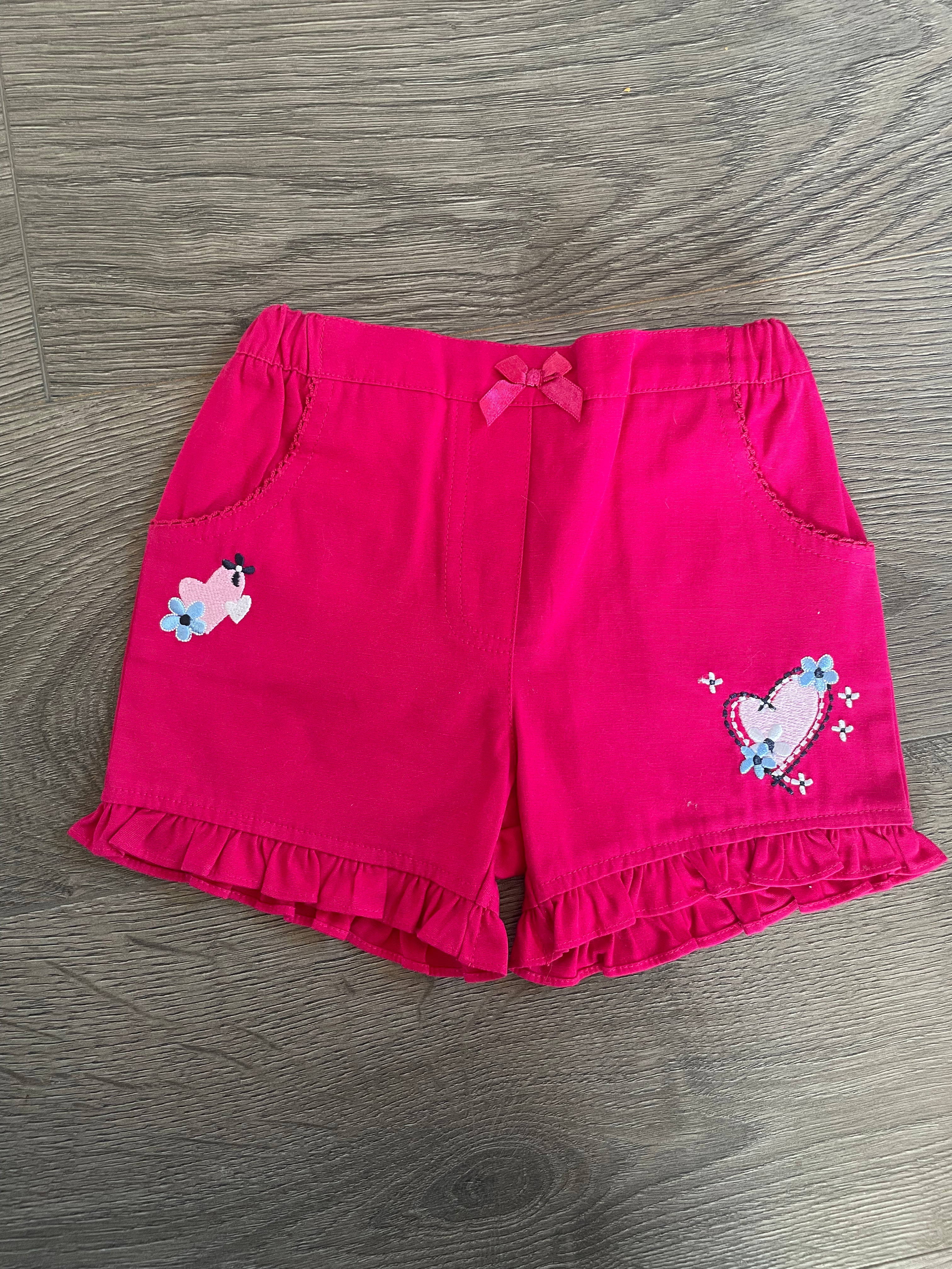 Pink heart shorts (9-12 mths)