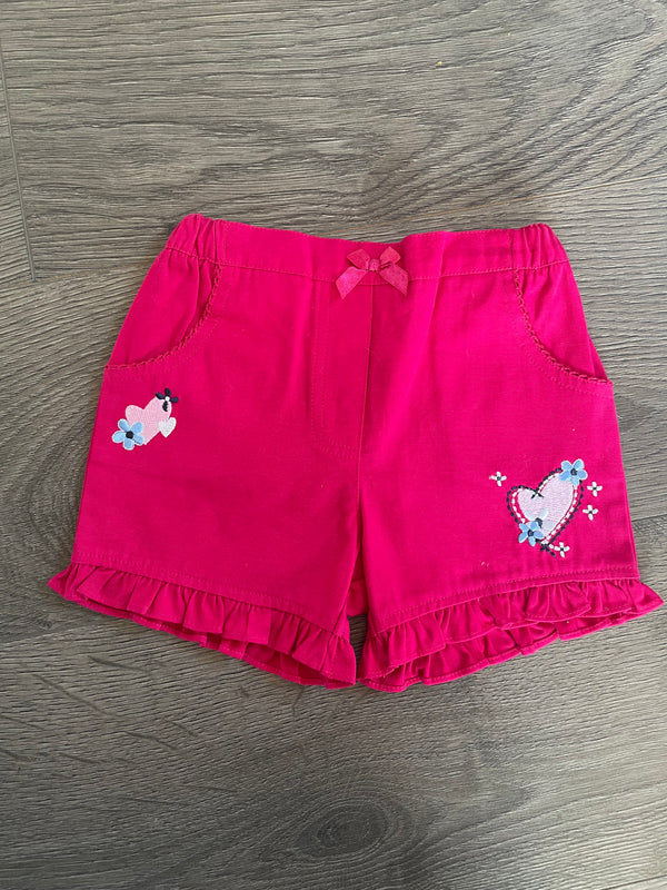 Pink heart shorts (9-12 mths)