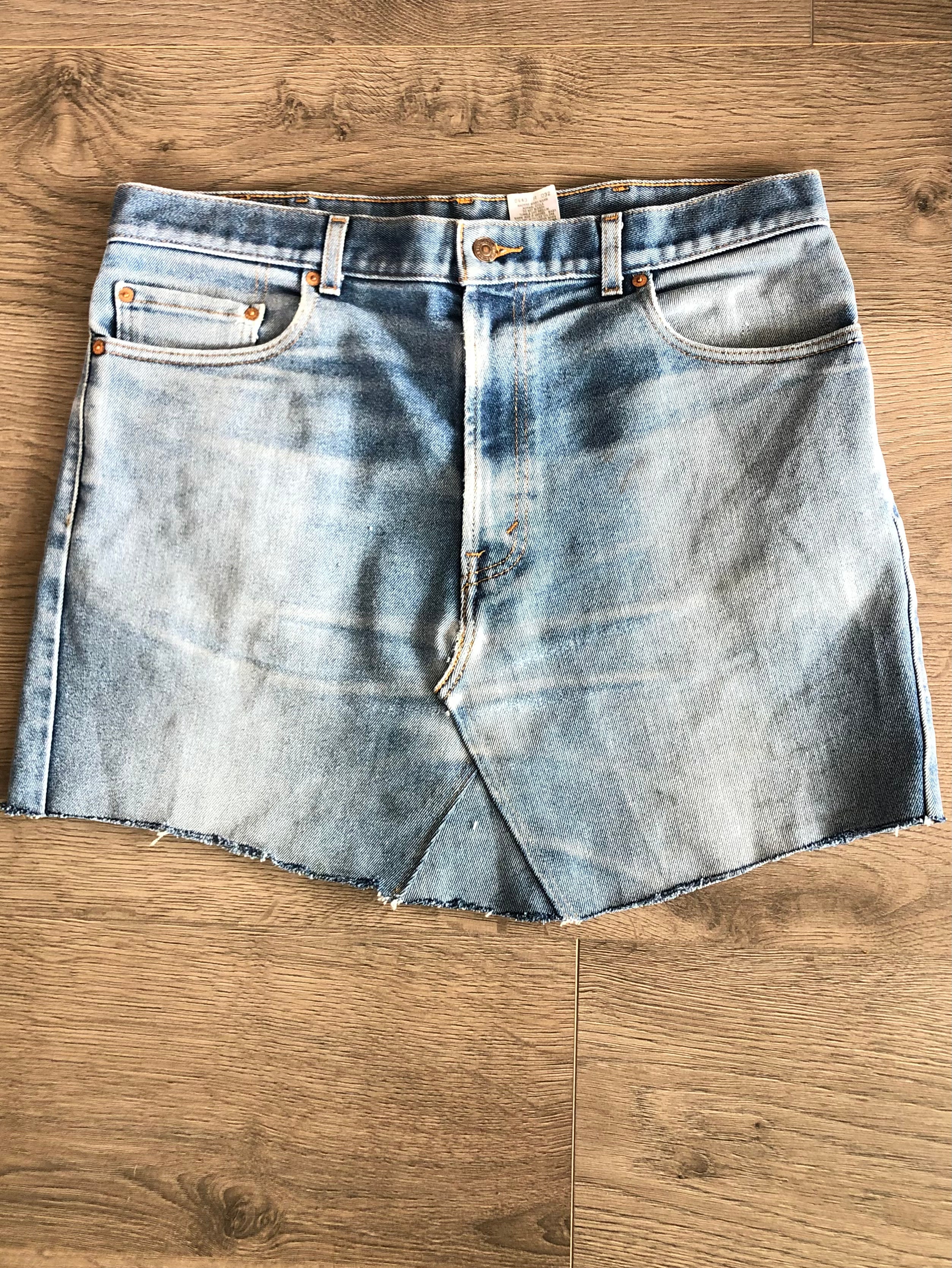 Vintage Up-cycled Levi's 617 Skirt, Faded, Waist 40" Length 16.5"