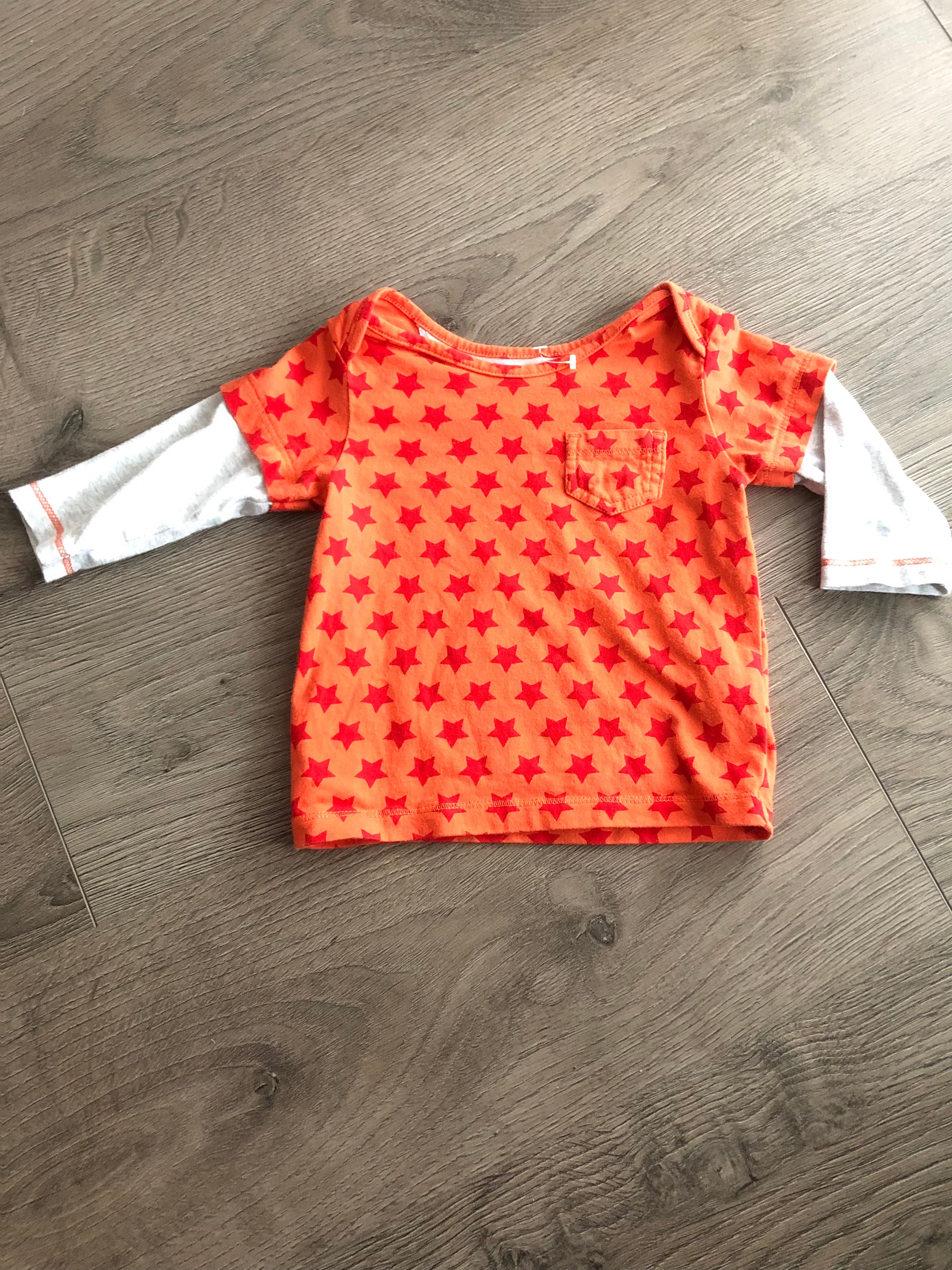 Long Sleeved Orange Top with Grey Sleeves (3-6months)